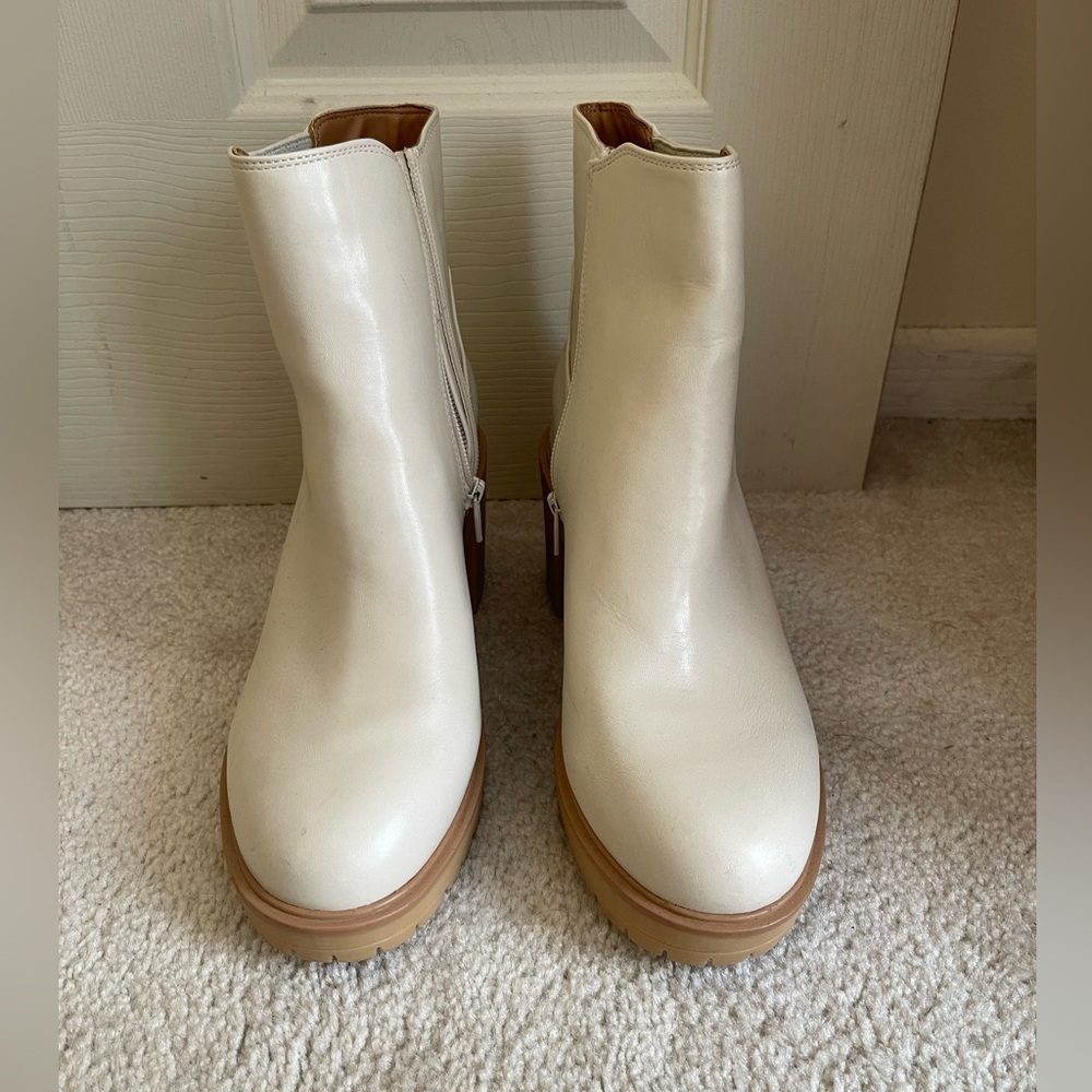Target Cream Tan Ankle Boots with Elastic Panels. NWOT